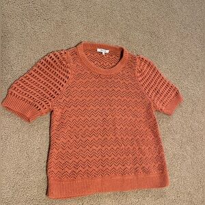 Madewell short sleeve crocheted style sweater orange
